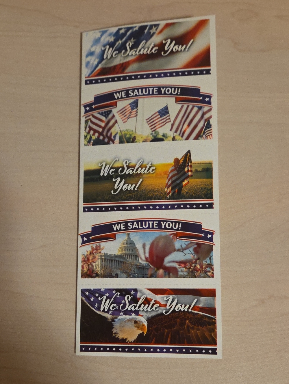 Patriotic 'We Salute You!' Sticker Sheet - Red, White & Blue